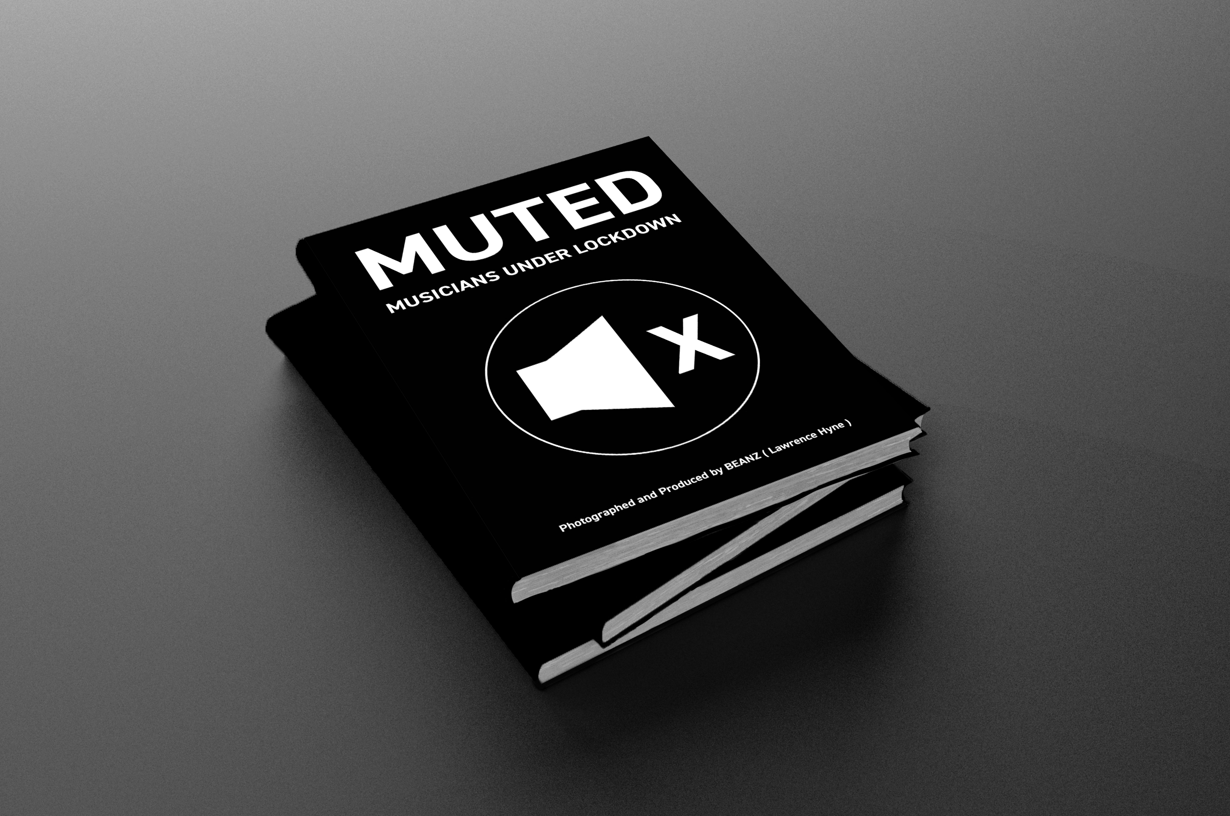 'Muted Under Lockdown' Mockup of the outside cover of The book using already completed content